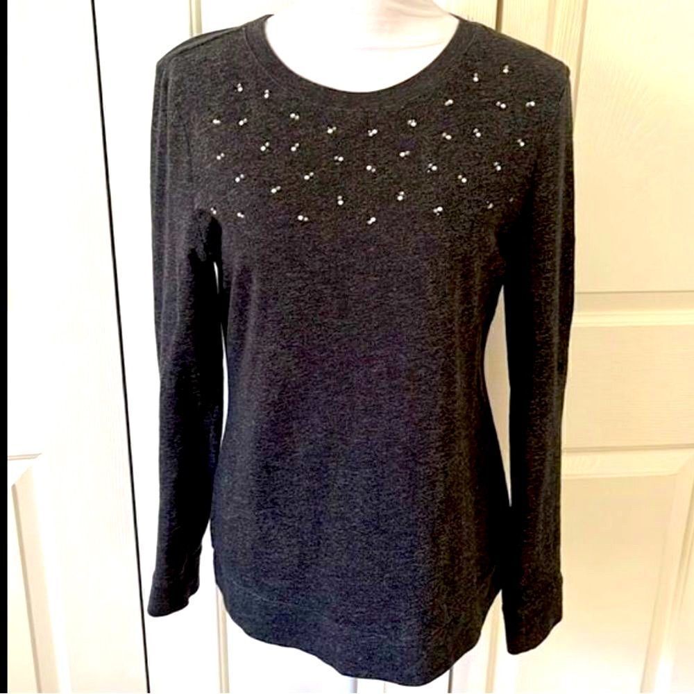 Banana Republic Embellished Marled Grey Sweatshirt 